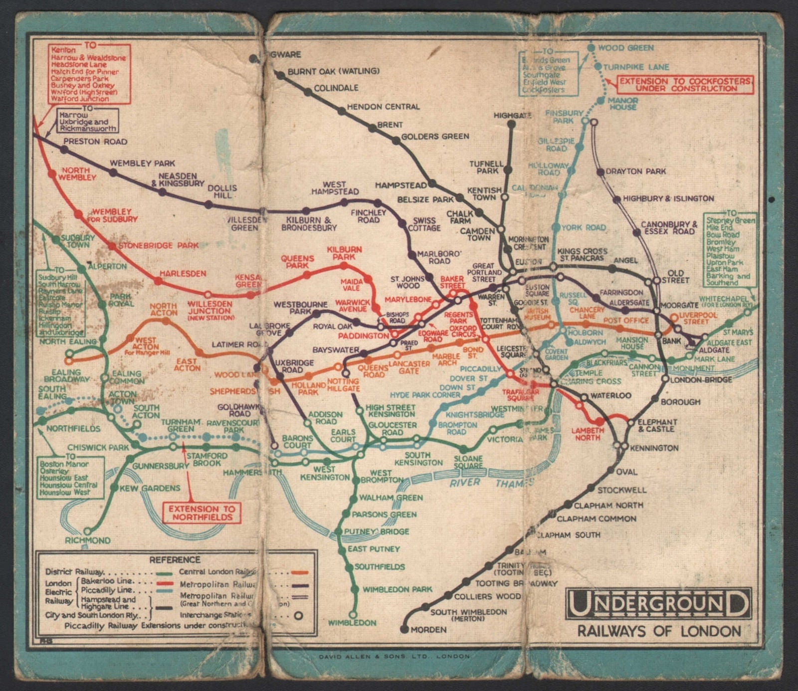 LONDON UNDERGROUND tube map diagram plan. Piccadilly extension. STINGEMORE 1930